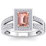 1-1/2 Carat Morganite and Diamond Ring In 14 Karat White Gold Image-1