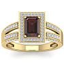 Garnet Ring: Garnet Jewelry: 2 Carat Garnet and Halo Diamond Ring In 14 Karat Yellow Gold Image-1