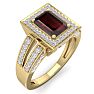Garnet Ring: Garnet Jewelry: 2 Carat Garnet and Halo Diamond Ring In 14 Karat Yellow Gold Image-2