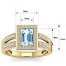 Aquamarine Ring: Aquamarine Jewelry: 1 1/2 Carat Aquamarine and Halo Diamond Ring In 14 Karat Yellow Gold Image-5