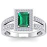1 1/2 Carat Emerald and Halo Diamond Ring In 14 Karat White Gold Image-1