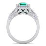 1 1/2 Carat Emerald and Halo Diamond Ring In 14 Karat White Gold Image-3