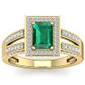 1 1/2 Carat Emerald and Halo Diamond Ring In 14 Karat Yellow Gold Image-1