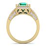 1 1/2 Carat Emerald and Halo Diamond Ring In 14 Karat Yellow Gold Image-3