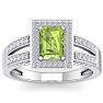 1 3/4 Carat Peridot and Halo Diamond Ring In 14 Karat White Gold Image-1
