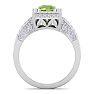 1 3/4 Carat Peridot and Halo Diamond Ring In 14 Karat White Gold Image-3