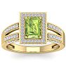 1 3/4 Carat Peridot and Halo Diamond Ring In 14 Karat Yellow Gold Image-1