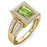 1 3/4 Carat Peridot and Halo Diamond Ring In 14 Karat Yellow Gold Image-2