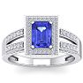 1 3/4 Carat Tanzanite and Halo Diamond Ring In 14 Karat White Gold Image-1
