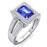 1 3/4 Carat Tanzanite and Halo Diamond Ring In 14 Karat White Gold Image-2
