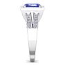 1 3/4 Carat Tanzanite and Halo Diamond Ring In 14 Karat White Gold Image-4