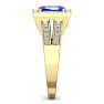 1 3/4 Carat Tanzanite and Halo Diamond Ring In 14 Karat Yellow Gold Image-4