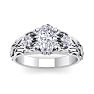 1 1/4 Carat Oval Shape Diamond Intricate Vine Engagement Ring In 14 Karat White Gold Image-1
