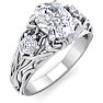 1 1/4 Carat Oval Shape Diamond Intricate Vine Engagement Ring In 14 Karat White Gold Image-2