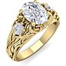 1 1/4 Carat Oval Shape Diamond Intricate Vine Engagement Ring In 14 Karat Yellow Gold Image-2