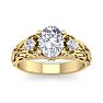 1 3/4 Carat Oval Shape Diamond Intricate Vine Engagement Ring In 14 Karat Yellow Gold Image-1