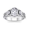1 3/4 Carat Oval Shape Diamond Intricate Vine Engagement Ring In 14 Karat White Gold Image-1