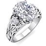 2 1/4 Carat Oval Shape Diamond Intricate Vine Engagement Ring In 14 Karat White Gold Image-2
