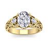 2 1/4 Carat Oval Shape Diamond Intricate Vine Engagement Ring In 14 Karat Yellow Gold Image-1