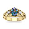 1 Carat Oval Shape Mystic Topaz Ring and Diamonds In 14 Karat Yellow Gold Image-1