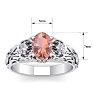 1 Carat Oval Shape Morganite and Diamond Intricate Vine Engagement Ring In 14 Karat White Gold Image-5