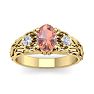 1 Carat Oval Shape Morganite and Diamond Intricate Vine Engagement Ring In 14 Karat Yellow Gold Image-1