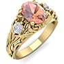 1 Carat Oval Shape Morganite and Diamond Intricate Vine Engagement Ring In 14 Karat Yellow Gold Image-2