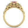 1 Carat Oval Shape Morganite and Diamond Intricate Vine Engagement Ring In 14 Karat Yellow Gold Image-3