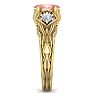 1 Carat Oval Shape Morganite and Diamond Intricate Vine Engagement Ring In 14 Karat Yellow Gold Image-4