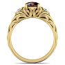 Garnet Ring: Garnet Jewelry: 1 1/5 Carat Oval Shape Garnet and Diamond Intricate Vine Engagement Ring In 14 Karat Yellow Gold Image-3