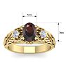Garnet Ring: Garnet Jewelry: 1 1/5 Carat Oval Shape Garnet and Diamond Intricate Vine Engagement Ring In 14 Karat Yellow Gold Image-5