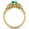 1 Carat Oval Shape Emerald and Diamond Intricate Vine Engagement Ring In 14 Karat Yellow Gold Image-3