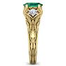 1 Carat Oval Shape Emerald and Diamond Intricate Vine Engagement Ring In 14 Karat Yellow Gold Image-4
