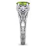 1 1/10 Carat Oval Shape Peridot and Diamond Intricate Vine Engagement Ring In 14 Karat White Gold Image-4