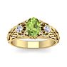 1 1/10 Carat Oval Shape Peridot and Diamond Intricate Vine Engagement Ring In 14 Karat Yellow Gold Image-1