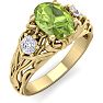 1 1/10 Carat Oval Shape Peridot and Diamond Intricate Vine Engagement Ring In 14 Karat Yellow Gold Image-2