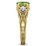 1 1/10 Carat Oval Shape Peridot and Diamond Intricate Vine Engagement Ring In 14 Karat Yellow Gold Image-4