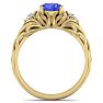 1 1/10 Carat Oval Shape Tanzanite and Diamond Intricate Vine Engagement Ring In 14 Karat Yellow Gold Image-3