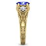 1 1/10 Carat Oval Shape Tanzanite and Diamond Intricate Vine Engagement Ring In 14 Karat Yellow Gold Image-4