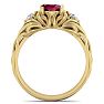 1 1/10 Carat Oval Shape Ruby and Diamond Intricate Vine Engagement Ring In 14 Karat Yellow Gold Image-3