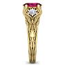 1 1/10 Carat Oval Shape Ruby and Diamond Intricate Vine Engagement Ring In 14 Karat Yellow Gold Image-4