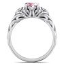 Pink Gemstones 1 Carat Oval Shape Pink Topaz and Diamond Intricate Vine Engagement Ring In 14 Karat White Gold Image-3