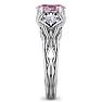 Pink Gemstones 1 Carat Oval Shape Pink Topaz and Diamond Intricate Vine Engagement Ring In 14 Karat White Gold Image-4