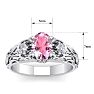 Pink Gemstones 1 Carat Oval Shape Pink Topaz and Diamond Intricate Vine Engagement Ring In 14 Karat White Gold Image-5