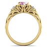 Pink Gemstones 1 Carat Oval Shape Pink Topaz and Diamond Intricate Vine Engagement Ring In 14 Karat Yellow Gold Image-3