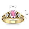 Pink Gemstones 1 Carat Oval Shape Pink Topaz and Diamond Intricate Vine Engagement Ring In 14 Karat Yellow Gold Image-5