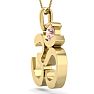 1/4 Carat Round Shape Morganite Om Necklace In 14 Karat Yellow Gold With 18 Inch Chain Image-3