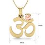 1/4 Carat Round Shape Morganite Om Necklace In 14 Karat Yellow Gold With 18 Inch Chain Image-5
