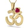 1/3 Carat Ruby Om Necklace In 14 Karat Yellow Gold, 18 Inches Image-2