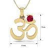 1/3 Carat Ruby Om Necklace In 14 Karat Yellow Gold, 18 Inches Image-5